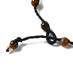 Ожерелье из плетеных бусин из натурального тигрового глаза NJEW-K258-06A