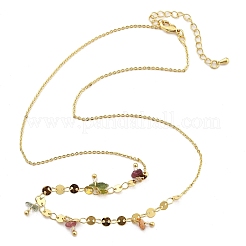 Ожерелья из латунных цепочек «роло» и плоских пайеток для женщин NJEW-D302-55