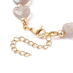 Браслет из бисера в форме сердца из натурального серого агата BJEW-JB08697-04