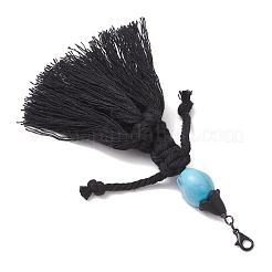 Хеллоуин хлопковые нитки кисточка и синтетический бирюзовый череп подвеска украшения HJEW-JM03756