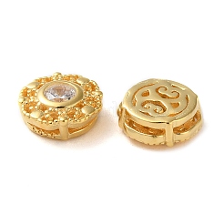 925 плоская круглая серебряная полые бусины STER-D005-02G