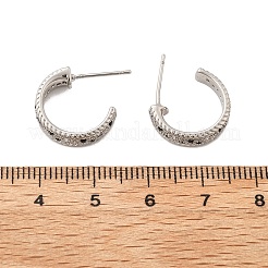 Серьги-гвоздики из латуни в форме буквы С с микропаве из кубического циркония для женщин&nbsp;EJEW-G428-21P-02