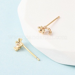 Серьги-гвоздики в форме цветка с микропаве из прозрачных кубических цирконий из латуни EJEW-L278-07G