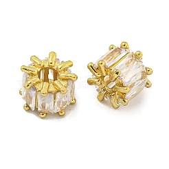 Покрытие стойки латунь микро паве розовый кубический цирконий европейские бусины&nbsp;KK-L215-327G-01