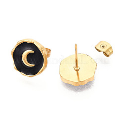 Серьги-гвоздики с эмалью из нержавеющей стали 304 «самородки с луной» EJEW-T047-19G