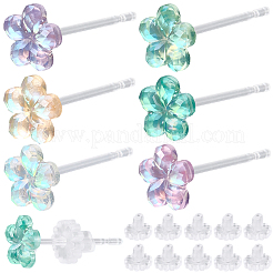 12 пара сережек-гвоздиков из смолы двух цветов&nbsp;EJEW-SP0001-13