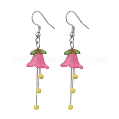 Серьги-подвески с акриловыми цветами из нержавеющей стали 304&nbsp;EJEW-JE06724