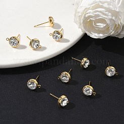 Фурнитура для сережек-гвоздиков из латуни с плоскими круглыми стразами&nbsp;XGR0099G-120G