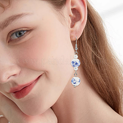 Фарфоровые керамические бусины ручной работы с цветочным принтом&nbsp;PORC-LT0001-12A