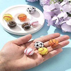 10 шт. 5-х цветные бусины из непрозрачной акриловой смолы на спортивную тематику&nbsp;MACR-FS0002-05