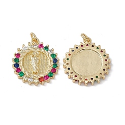 Латунные разноцветные подвески из кубического циркония&nbsp;KK-E068-VA035-2