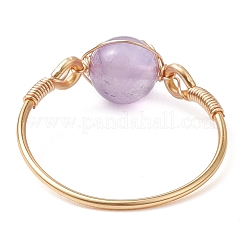 Круглые натуральные кольца с розовым кварцем RJEW-JR00816