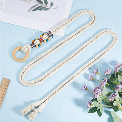 Ручная работа тканые хлопчатобумажные льняные пояса-цепочки для женщин дамское платье AJEW-WH20017-75C