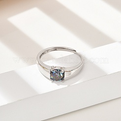 925 регулируемые кольца из стерлингового серебра с родиевым покрытием и муассанитом RJEW-U038-06P