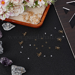 Наборы для самостоятельного изготовления латунных сережек-гвоздиков с бантом&nbsp;DIY-CN0003-24G