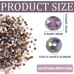 1000шт 10 цвета гальванические прозрачные стеклянные бусины&nbsp;EGLA-YW0005-72B