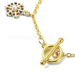 Браслет-подвеска в виде снежинки из сплава со стразами и акриловыми бусинами из искусственного жемчуга BJEW-JB09786