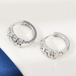 Серьги-кольца из латуни с прозрачным фианитом EJEW-Q016-05P