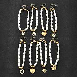 Браслеты с подвесками из нержавеющей стали 304 для женщин&nbsp;BJEW-C098-14G