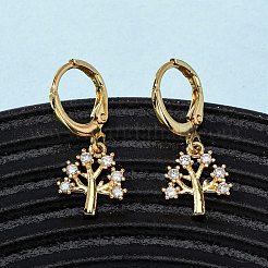 Серьги-кольца из латуни с микропаве из прозрачных кубических цирконий EJEW-K267-26G