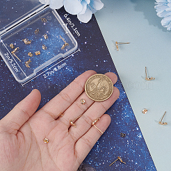 12 шт. фурнитура для сережек-гвоздиков в форме полумесяца из латуни с микропаве из прозрачного кубического циркония&nbsp;KK-BBC0009-89