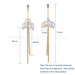 Серьги-гвоздики с экологически чистым стеклом и жемчугом EJEW-JE03813-01