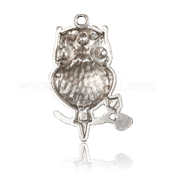 Антикварные серебряный сплав горный хрусталь сова подвески для Хэллоуина ювелирных изделий ALRI-J060-01AS