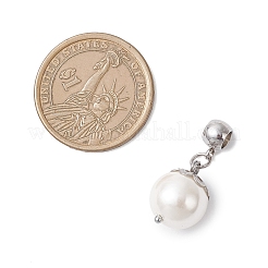 Белые круглые европейские подвески-шармы из ракушек PALLOY-JF04376