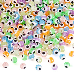 210 шт. двухцветных светящихся и печатных непрозрачных акриловых бусин&nbsp;LACR-TA0001-10