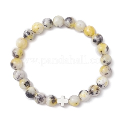 Браслеты из натуральных окрашенных персидских нефритов с круглыми бусинами BJEW-JB12436