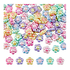 84шт 6 цвета непрозрачные акриловые бусины SACR-DC0001-14