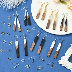 Наборы для самостоятельного изготовления сережек-капель/прямоугольников из смолы и орехового дерева&nbsp;RESI-FS0001-85