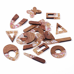 18шт 9 стиля подвески из прозрачной смолы и орехового дерева&nbsp;RESI-TA0003-35