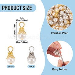 100 шт. 2-х цветные круглые акриловые подвески с имитацией жемчуга&nbsp;PALLOY-TA00292