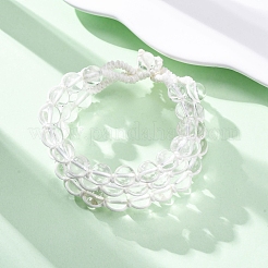 Браслеты из натуральных круглых бусин из кварца для мужчин и женщин BJEW-G743-02C