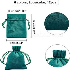 12 шт. 6-х цветные бархатные мешочки для украшений с завязками TP-NB0001-24