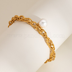 Браслеты с круглыми бусинами из нержавеющей стали с инициацией в виде жемчужин BT3427