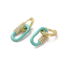 Овальные серьги-кольца из латуни с покрытием из настоящего золота 18 карат&nbsp;EJEW-L268-039G-03