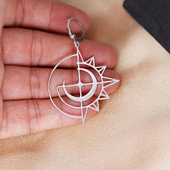 Серьги-подвески из нержавеющей стали 201 с полыми солнечными вставками&nbsp;FS-WGF3441-01