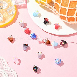 16 шт. 8-х цветные эмалевые бусины ручной работы в технике лэмпворк с выпуклыми краями&nbsp;LAMP-CJ0002-72