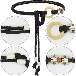 Ручная работа тканые хлопчатобумажные льняные пояса-цепочки для женщин дамское платье&nbsp;AJEW-WH20017-75B