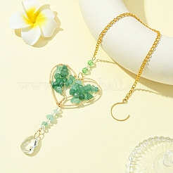 Подвеска из натурального зеленого авантюрина и стекла&nbsp;HJEW-FS00018