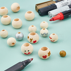 120шт 3 стиля бусины из натурального дерева&nbsp;WOOD-OC0001-92