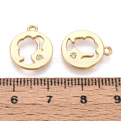 Латунные микропаве прозрачные подвески с фианитом KK-T078-09G-01