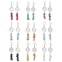 Крючки для сережек из нержавеющей стали 304 с бусинами из драгоценных камней&nbsp;EJEW-JE06898