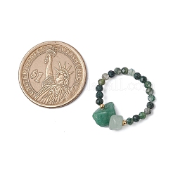 Кольца из натурального мохового агата&nbsp;RJEW-TA00191-02