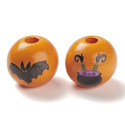 Европейские бусы из дерева с принтом на хэллоуин WOOD-K008-03