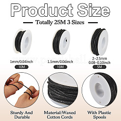 25м 3 размера вощеных хлопковых шнуров&nbsp;YC-TA0001-12