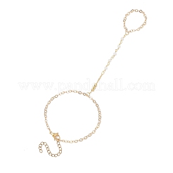 Латунные цепочки ручной работы с гранеными стеклянными звеньями браслеты-кольца для женщин BJEW-JB11773