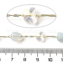 Цепочки из бисера из натурального аквамарина ручной работы CHC-F020-08G-02